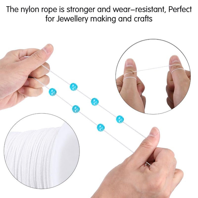 Mayitr 0.8mm Nylon Cord, Nylon Beading String Knotting Cord, Thread Chinese Knot Macrame Rat-Tail Bracelet Braided String (White) - Image 3